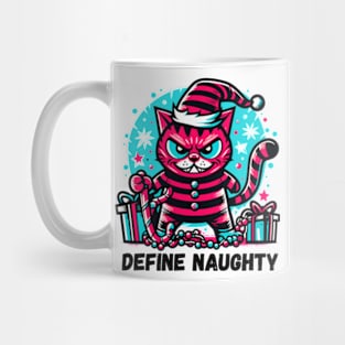 Define Naughty - Funny Naughty Cat Christmas Mug